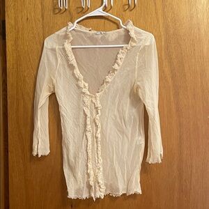 Cream Ruffled Women's Top